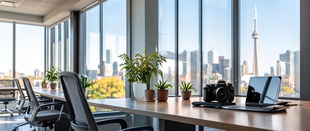 Modern BizEasy-style office workspace