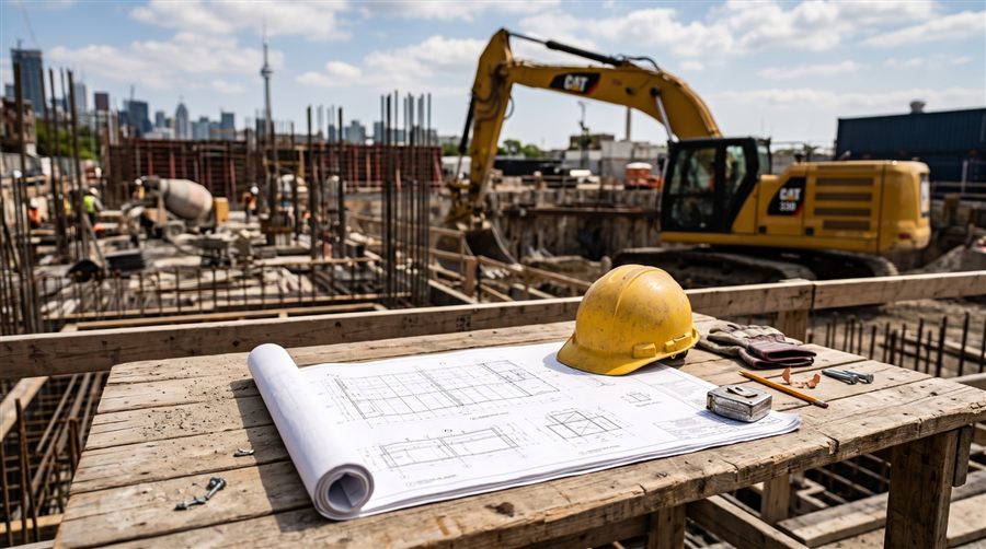 Construction project with heavy equipment